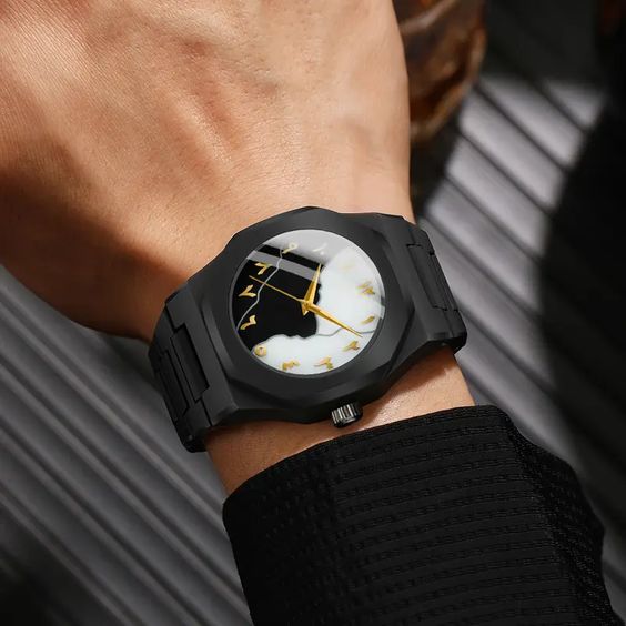Aura Black Marble Luxury Analog Watch – Premium Black Stone Design
