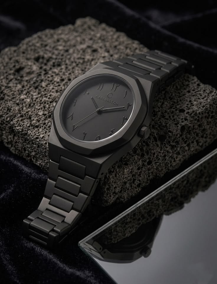 Black Arabic Aura Luxury Analog Watch – Premium Minimalist Design