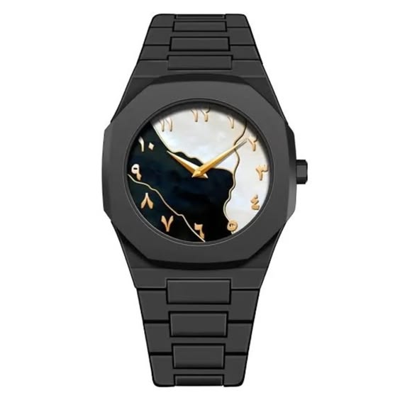 Aura Black Marble Luxury Analog Watch – Premium Black Stone Design