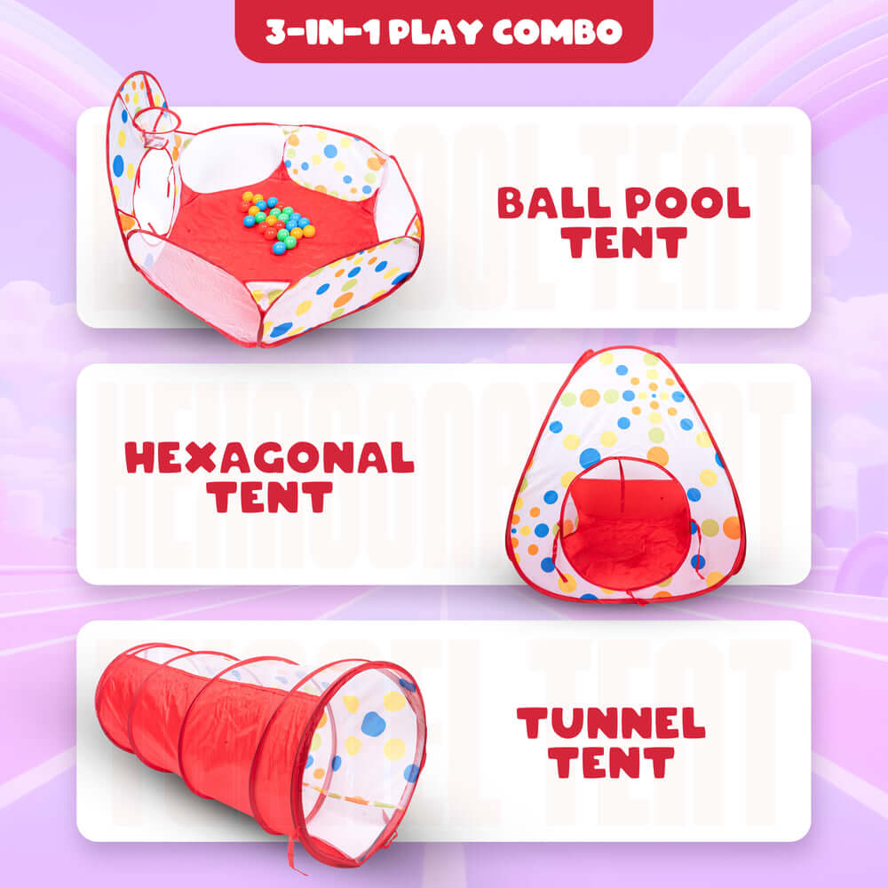 Colorful Kids Play Tent with Tunnel & Ball Pit – Fun Play House
