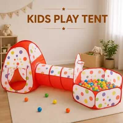 Colorful Kids Play Tent with Tunnel & Ball Pit – Fun Play House