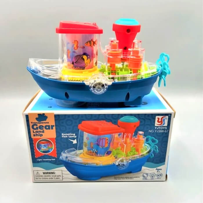 Transparent Gear Fish Tank Toy – Light & Sound Rotating Fish Bowl for Kids Main image