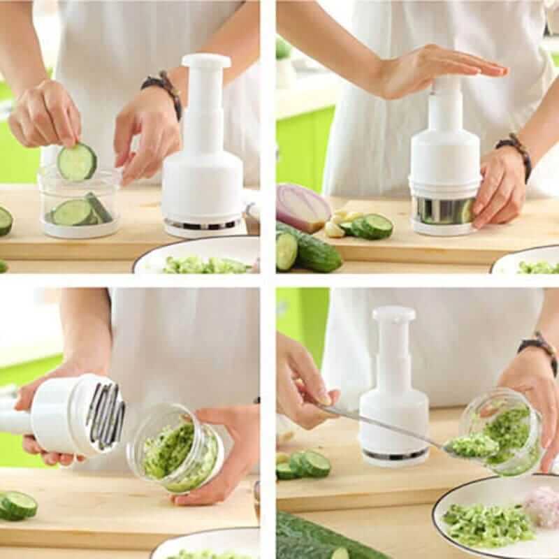 Hand Press Food Chopper – Multi-Functional Vegetable Cutting Tool