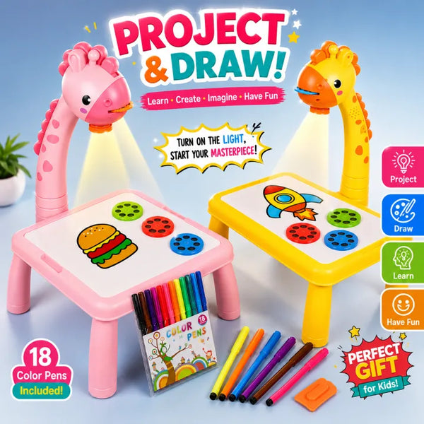Kids Educational Projection Painting Table | LED Projector Drawing Board Toy